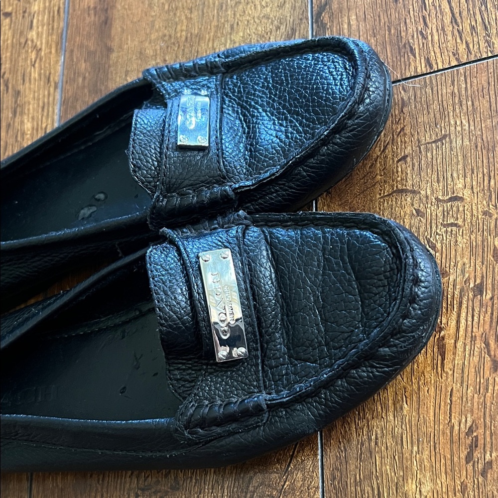 Coach Black Textured Leather Slip-Ons - Picture 3 of 7